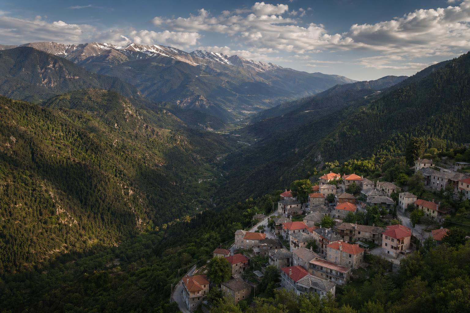 Το Βουτύρο στην κοιλάδα με τα έλατα, πάνω από το Καρπενήσι